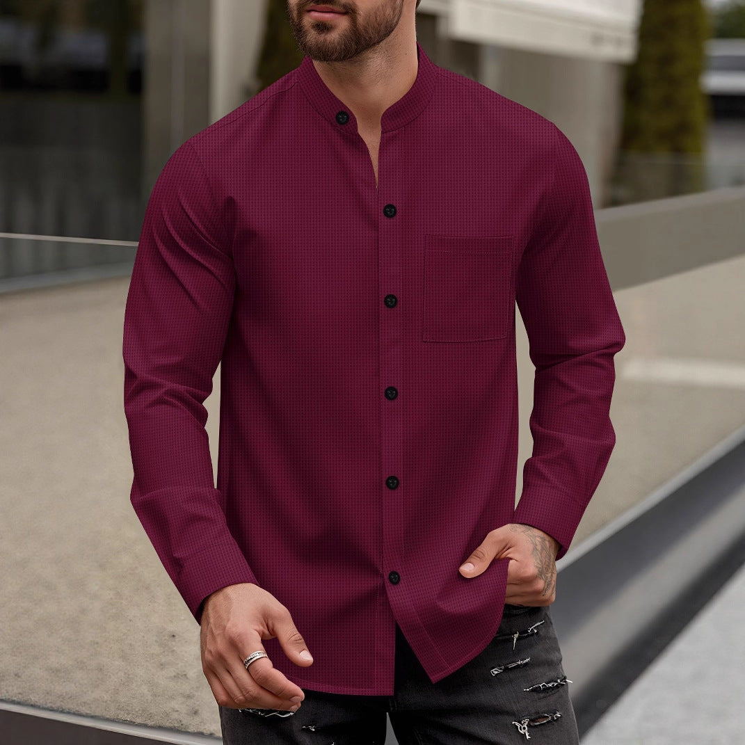 Modern long-sleeve shirt for men with structured design and practical chest pocket Lune London