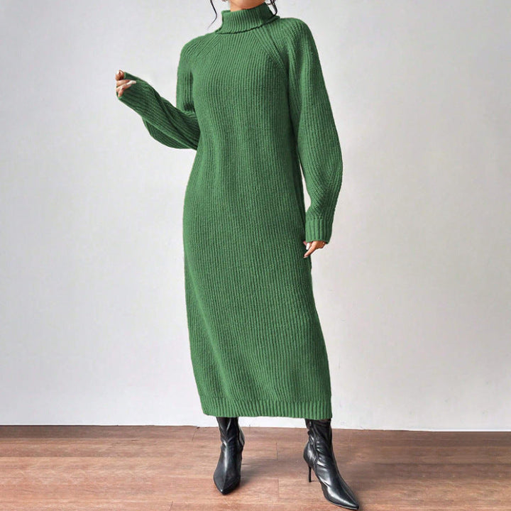 Women's Knitted Dress with High Collar and Wide Sleeves Lune London