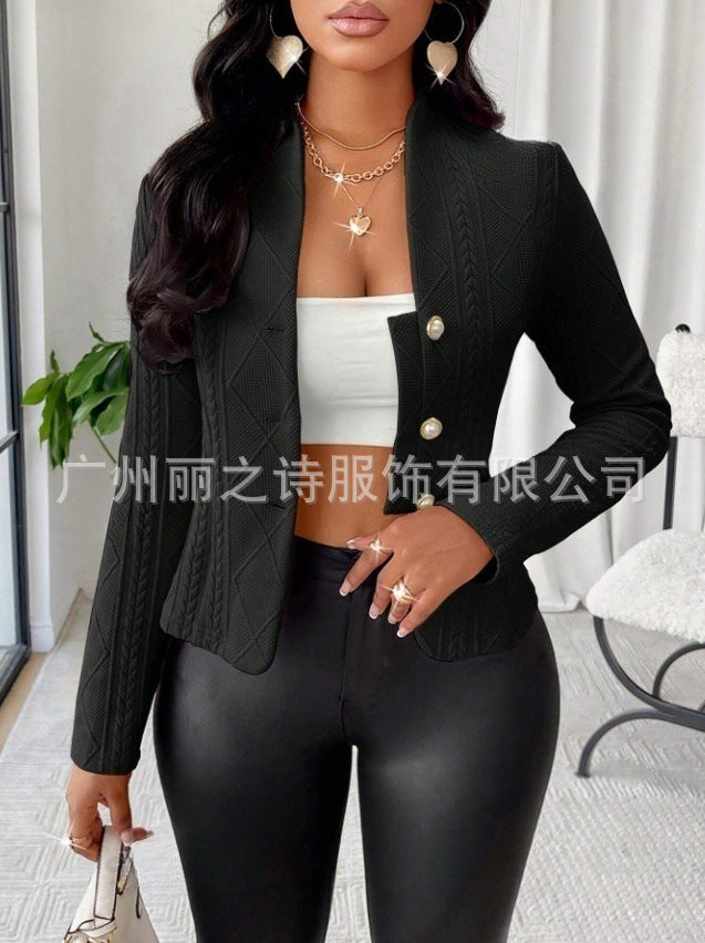 Fashion jacket for women with textured design and shiny buttons Lune London