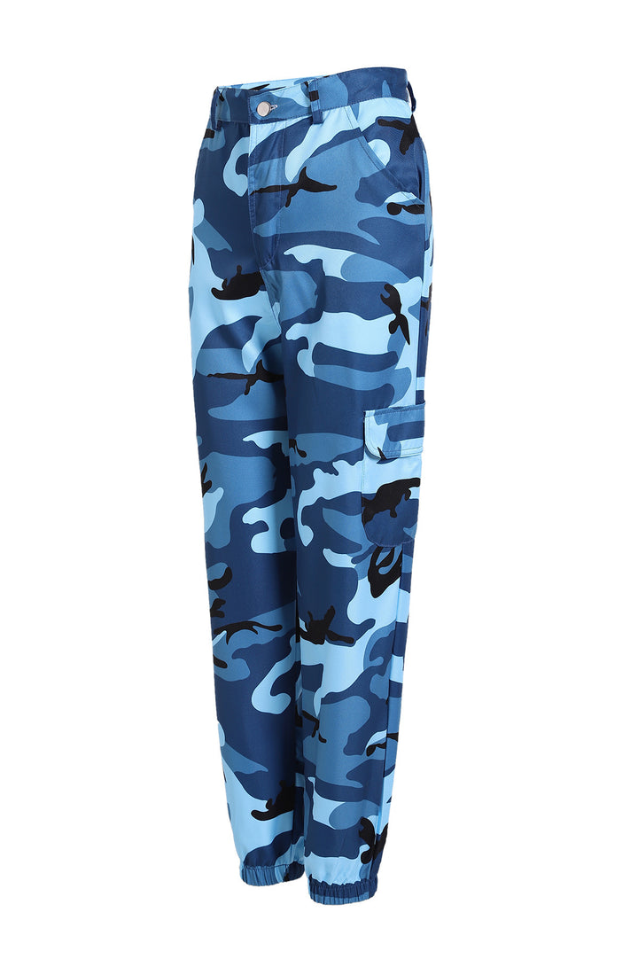 Women's cargo pants with elastic waistband and stylish camouflage design Lune London