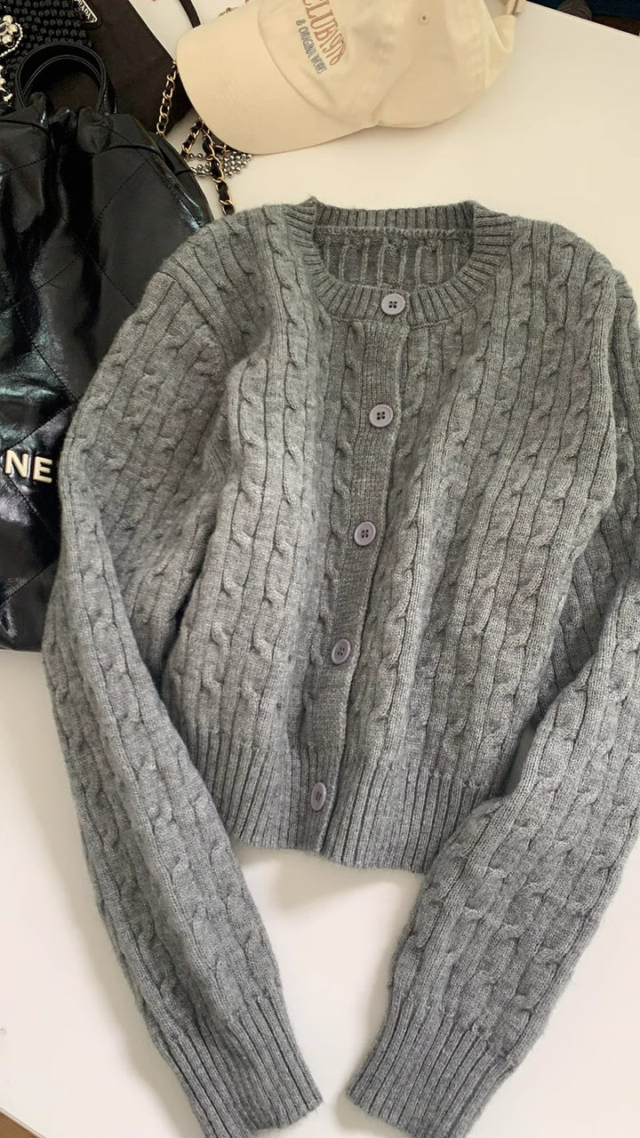 Knit bolero jacket for women with cable stitch structure Lune London