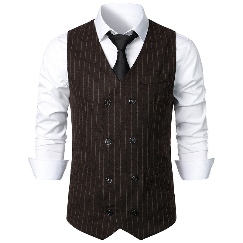 Elegant men's suit vest with classic striped design and practical pockets Lune London