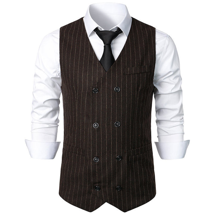 Elegant men's suit vest with classic striped design and practical pockets Lune London