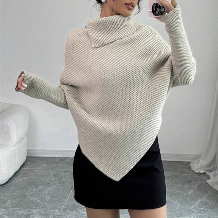 Lune London | Women's Oversized Knit Sweater with High Collar and Asymmetrical Shape