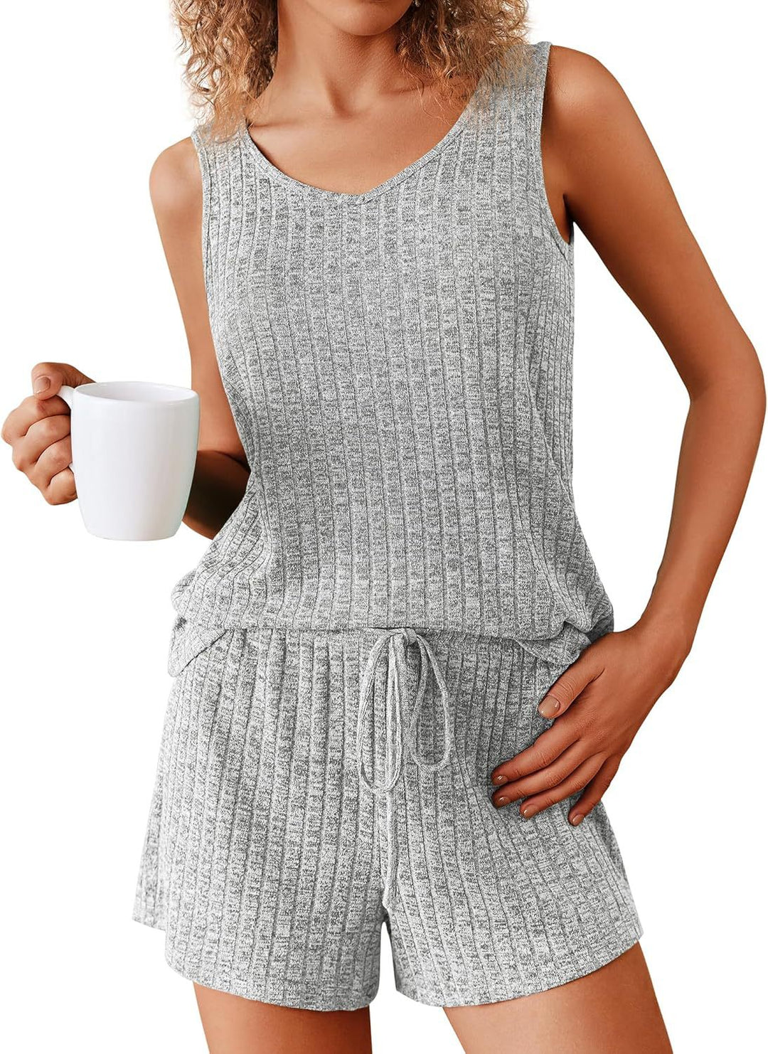 Casual ribbed lounge set for women with adjustable waist Lune London