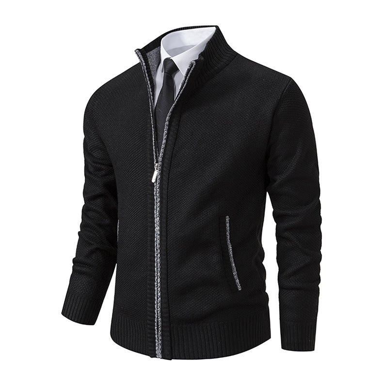 Elegant knitted jacket for men with high collar and zipper Lune London