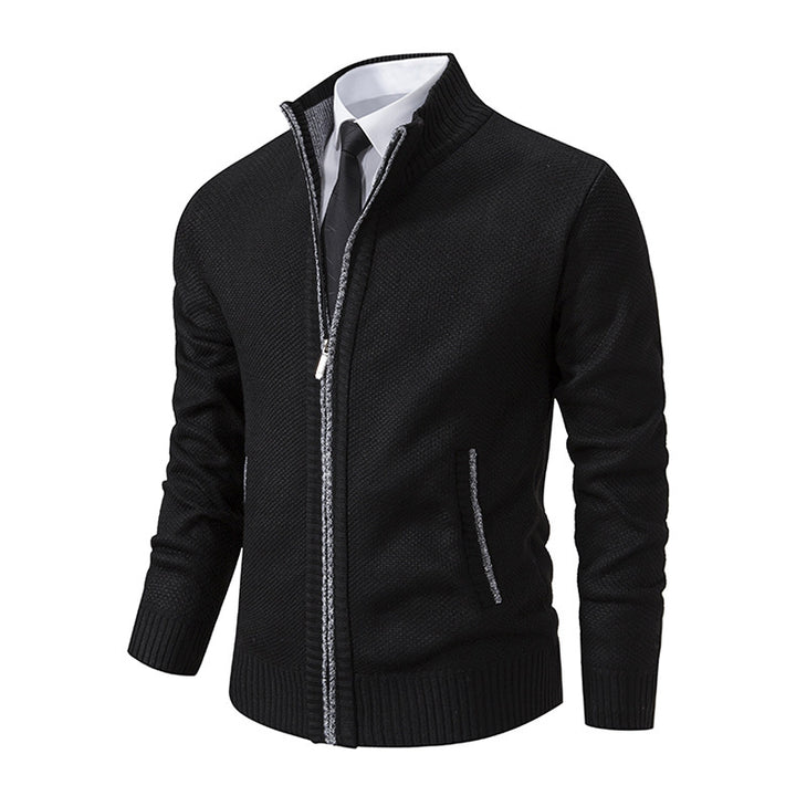 Elegant knitted jacket for men with high collar and zipper Lune London