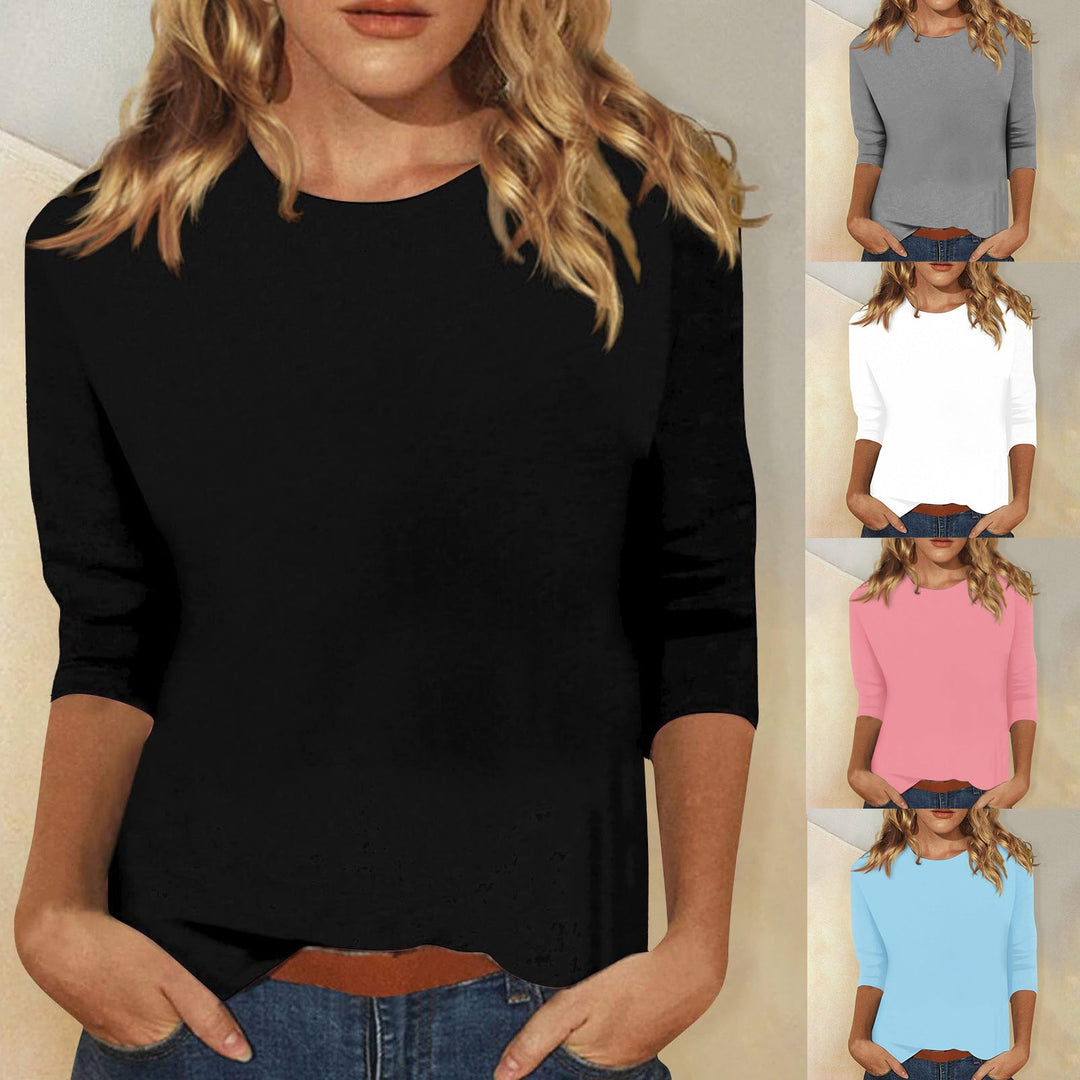 Women's Casual Top with 3/4 Sleeves and Round Neck Lune London