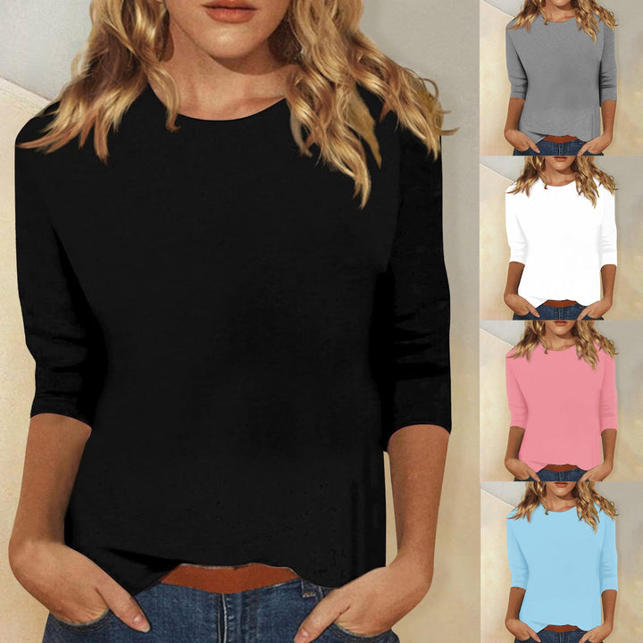 Women's Casual Top with 3/4 Sleeves and Round Neck Lune London