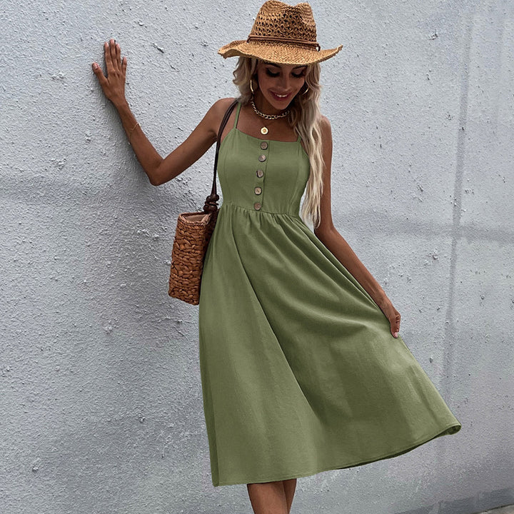 Chic and Stylish Button Midi Dress