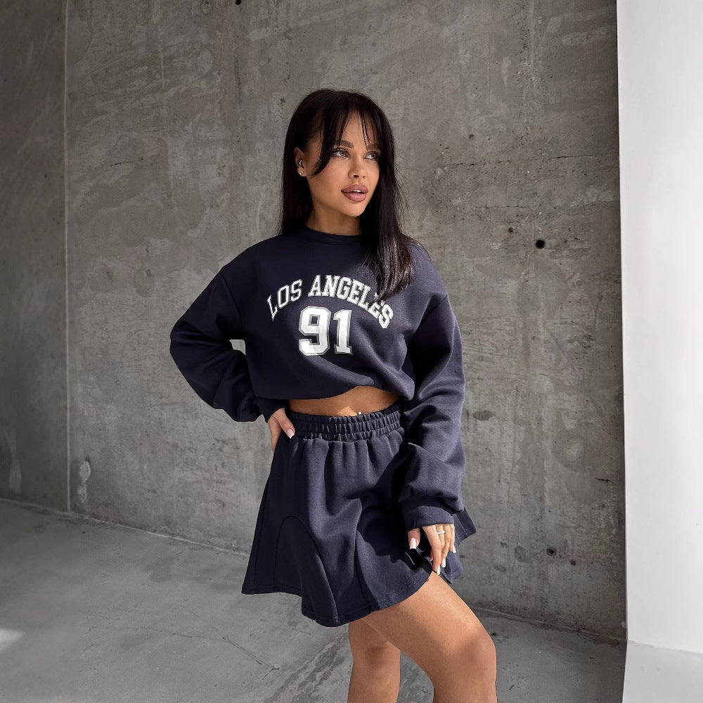 Lune London women's sporty sweater and skirt set
