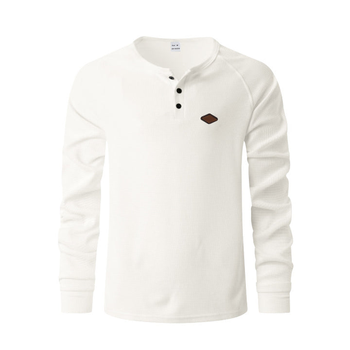 Men's long-sleeve Henley shirt with textured surface Lune London