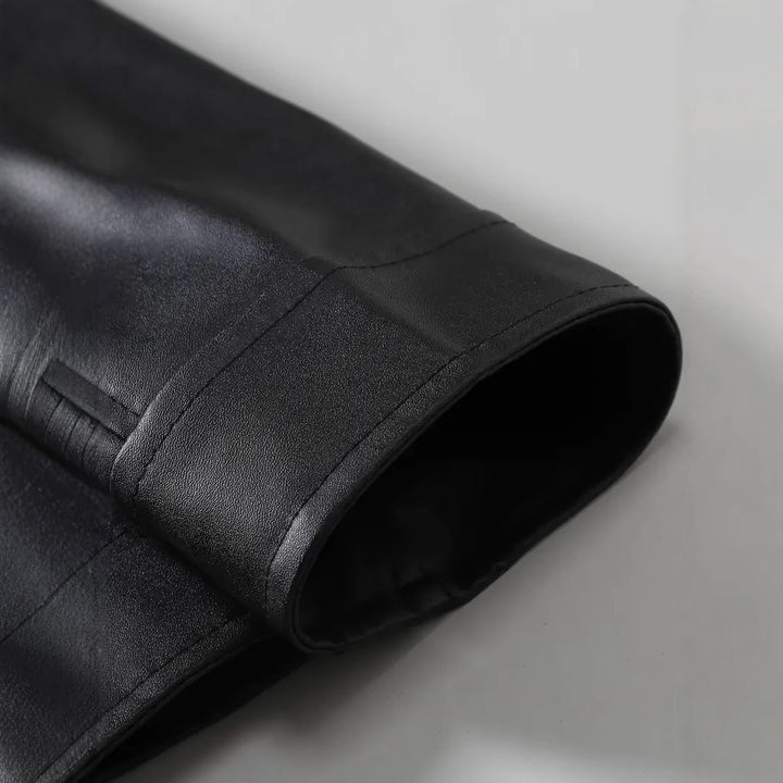 Elegant faux leather jacket for men with a modern chic design and style