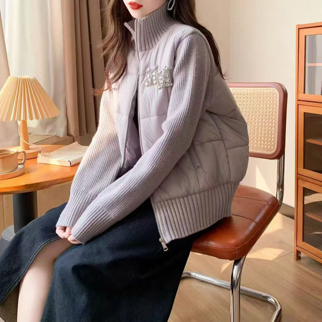 Gilet matelassé pour femmes avec des manches en tricot élégantes Chic & Stil