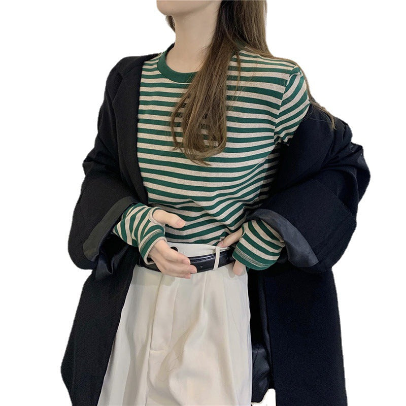 Women's casual long-sleeve shirt with sophisticated striped pattern Chic & Stil