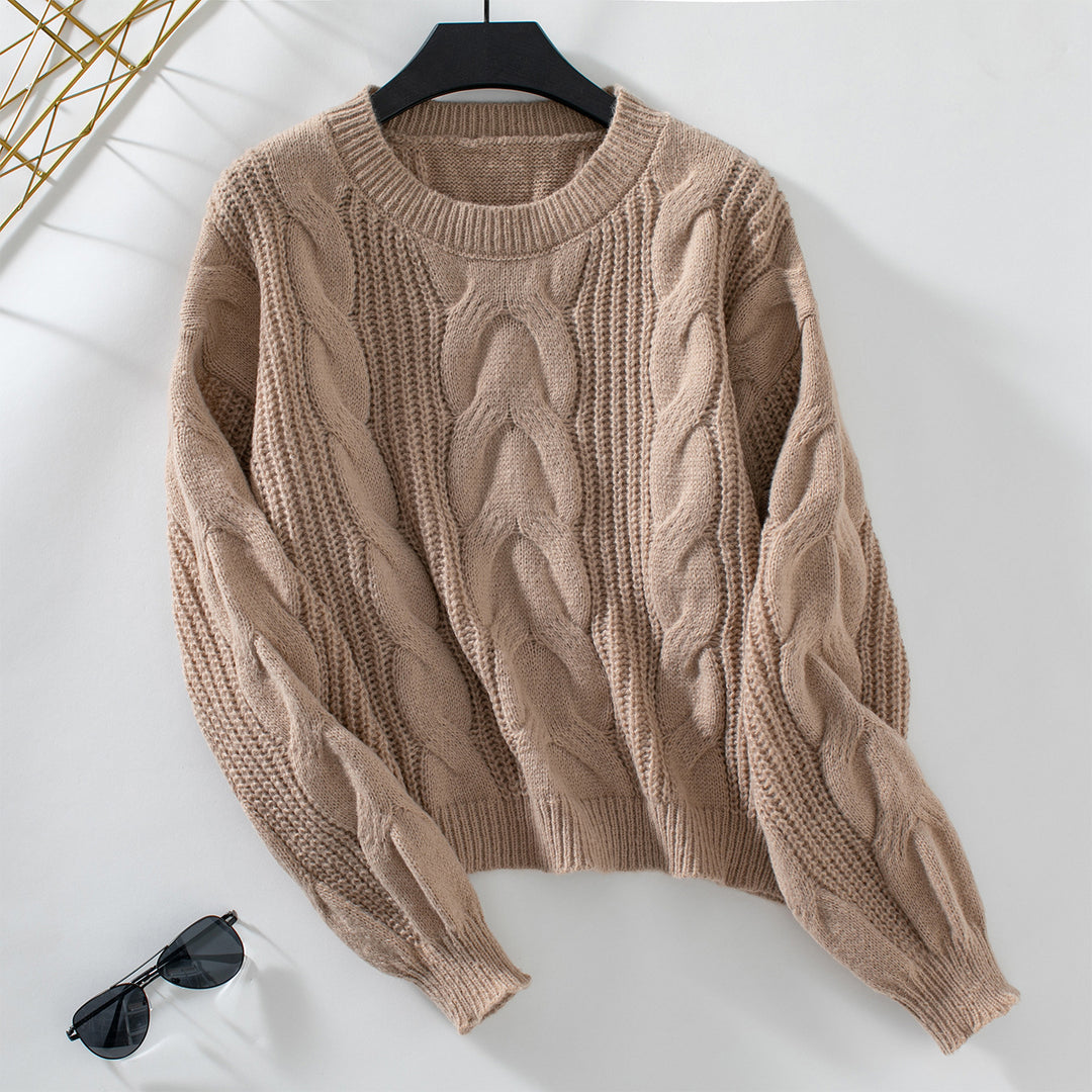 Pull femme en grosse maille avec des manches volumineuses et motif en torsades Lune London