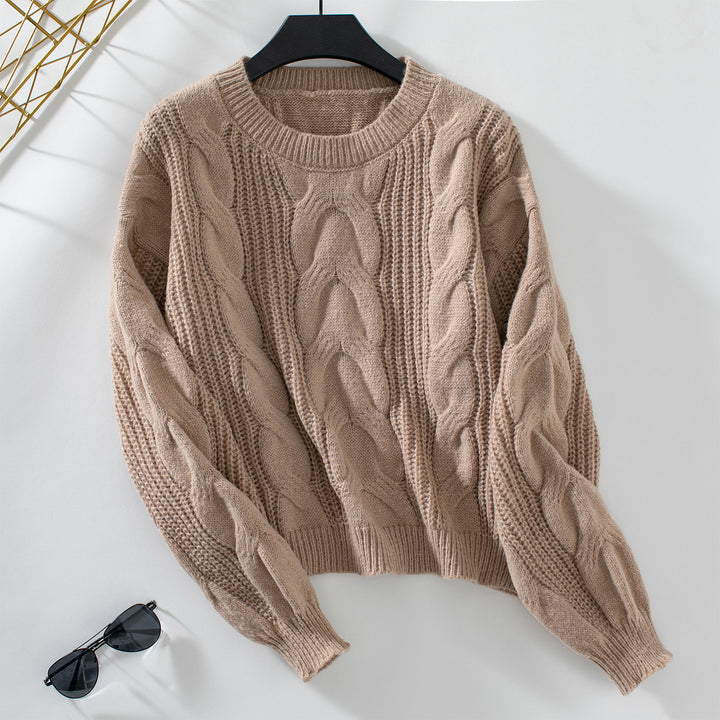 Pull femme en grosse maille avec des manches volumineuses et motif en torsades Lune London