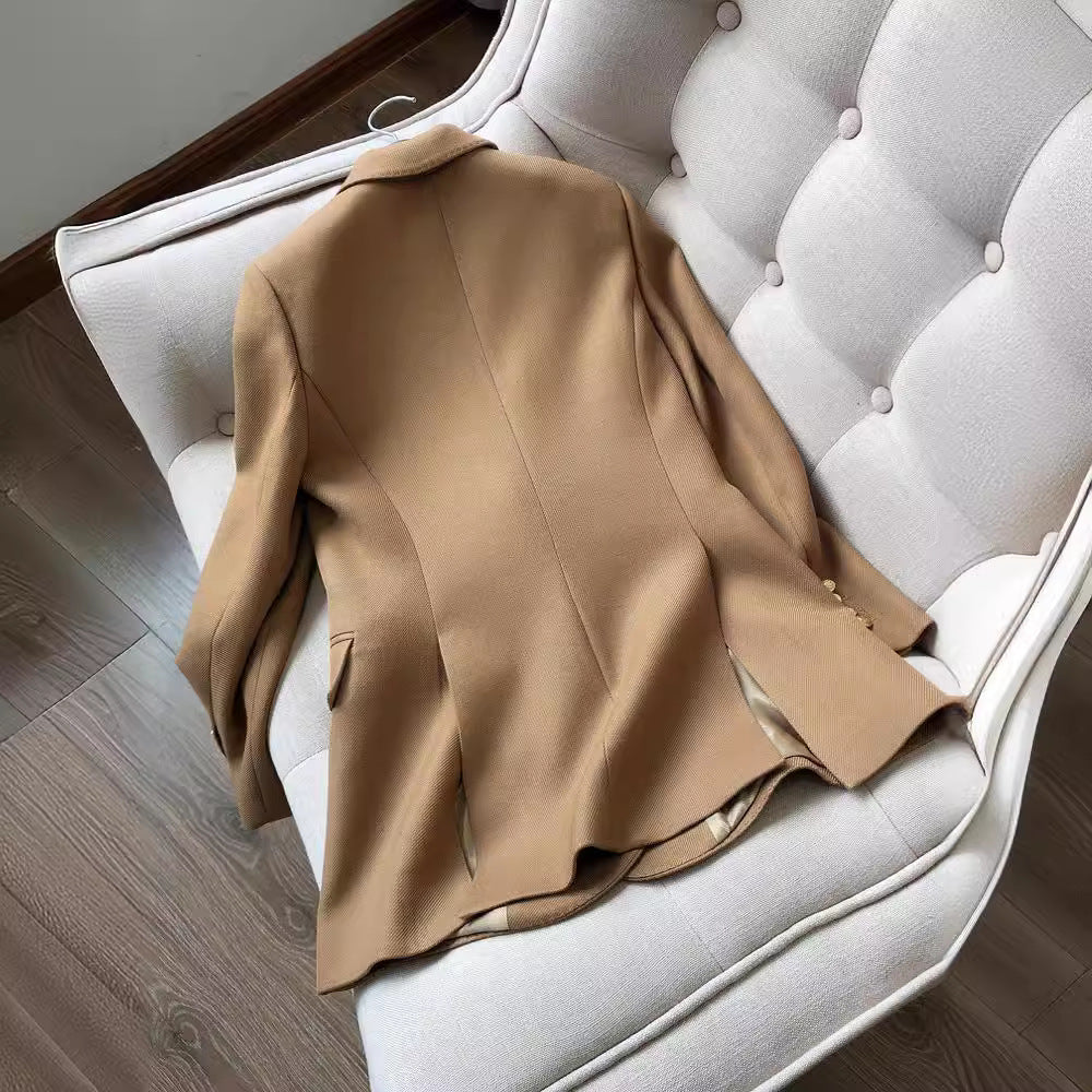 Chic Double-Breasted Elegant Blazer for Women with Metal Buttons and Style