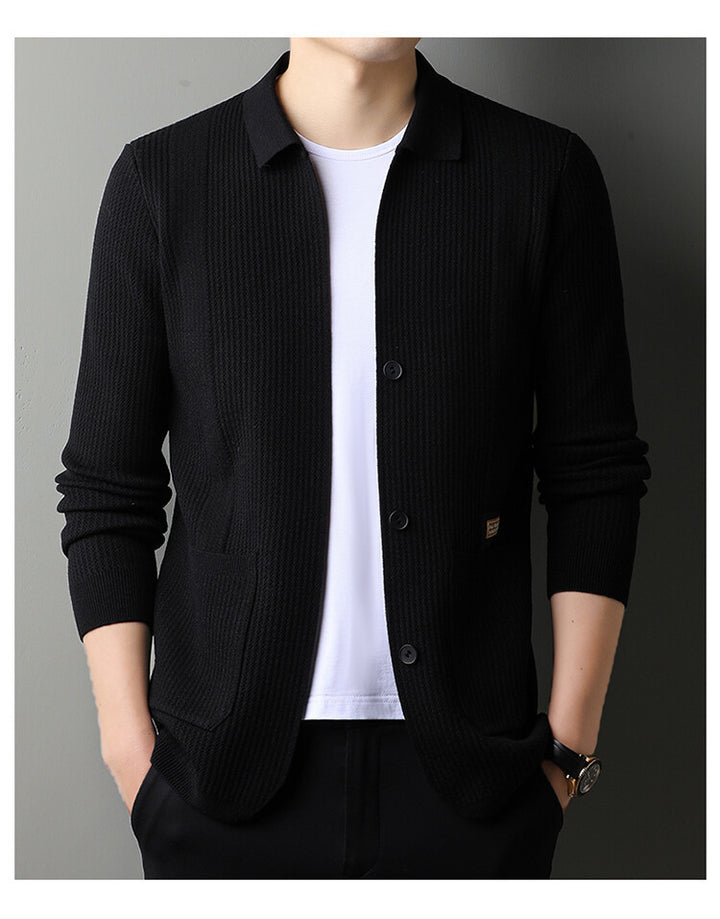 Lune London textured surface casual knit cardigan for men