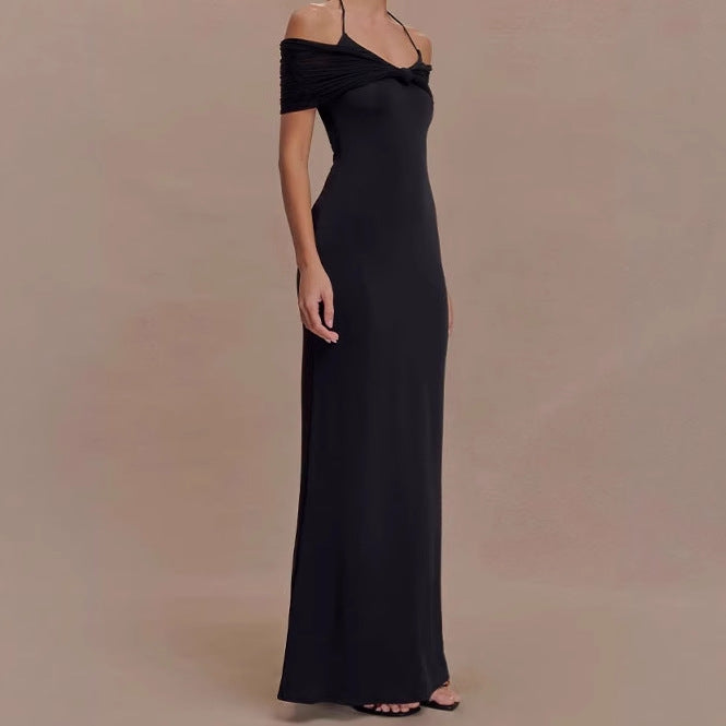 Ladies Elegant Maxi Dress with Chic Refined Shoulder Design and Style