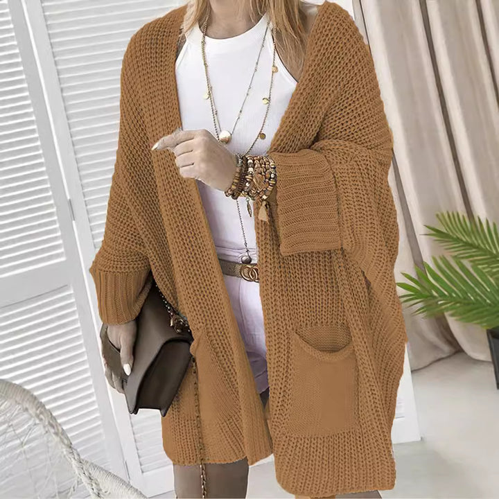 Ladies casual knit cardigan with practical pockets and voluminous sleeves Lune London