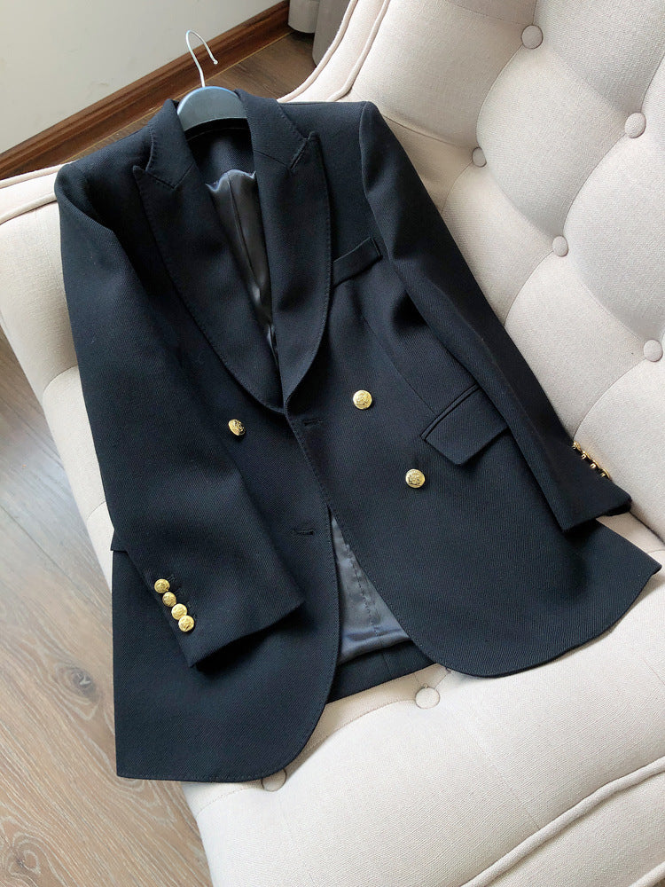 Chic Double-Breasted Elegant Blazer for Women with Metal Buttons and Style
