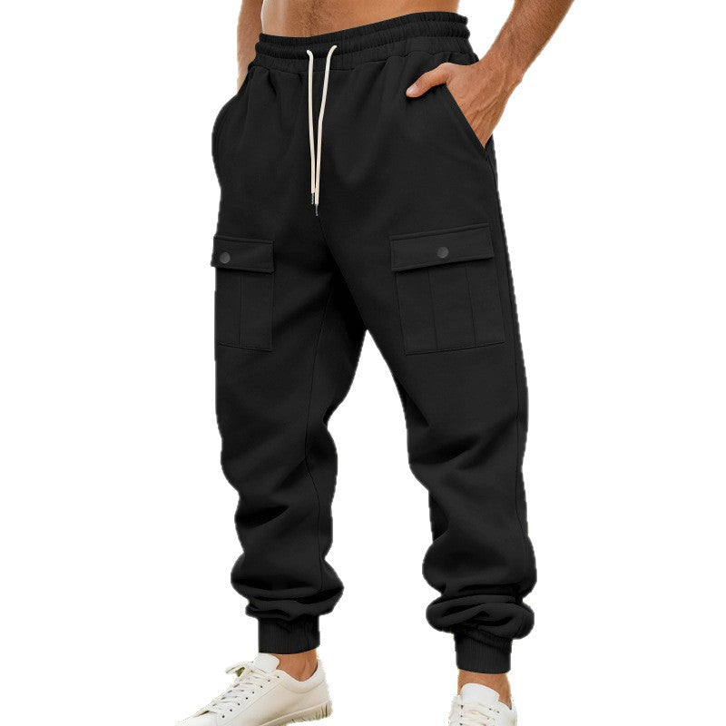Men's Cargo Jogging Pants with Elastic Waistband and Functional Pockets Lune London