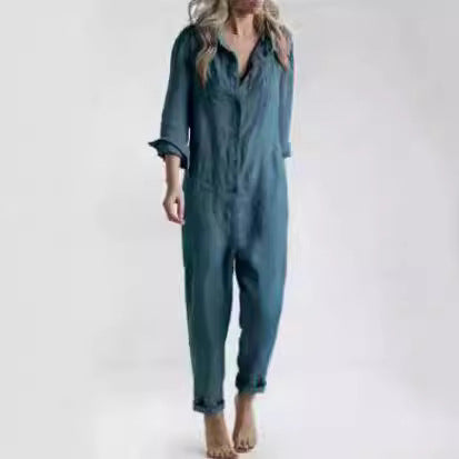 Casual denim jumpsuit for women with modern details Lune London