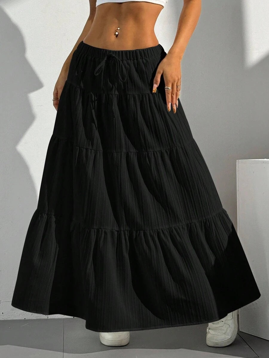 Maxi skirt for women with voluminous ruffle details and an elastic waistband Lune London
