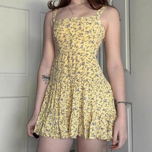 Floral A-line summer dress for women with ruffled hem and spaghetti straps Lune London