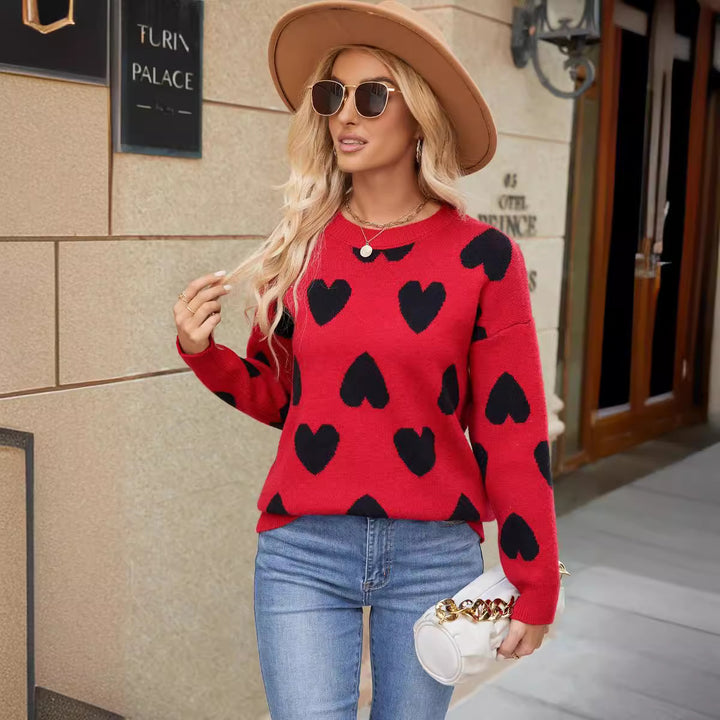 Ladies Cozy Sweater with Heart Patterns Lune London