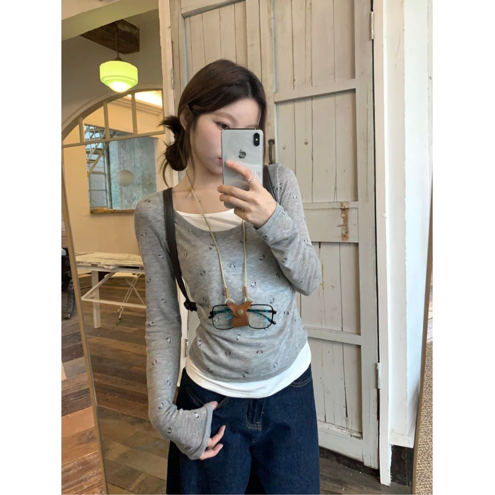 Women's Casual Long Sleeve Shirt with Fine Dots Chic & Stil