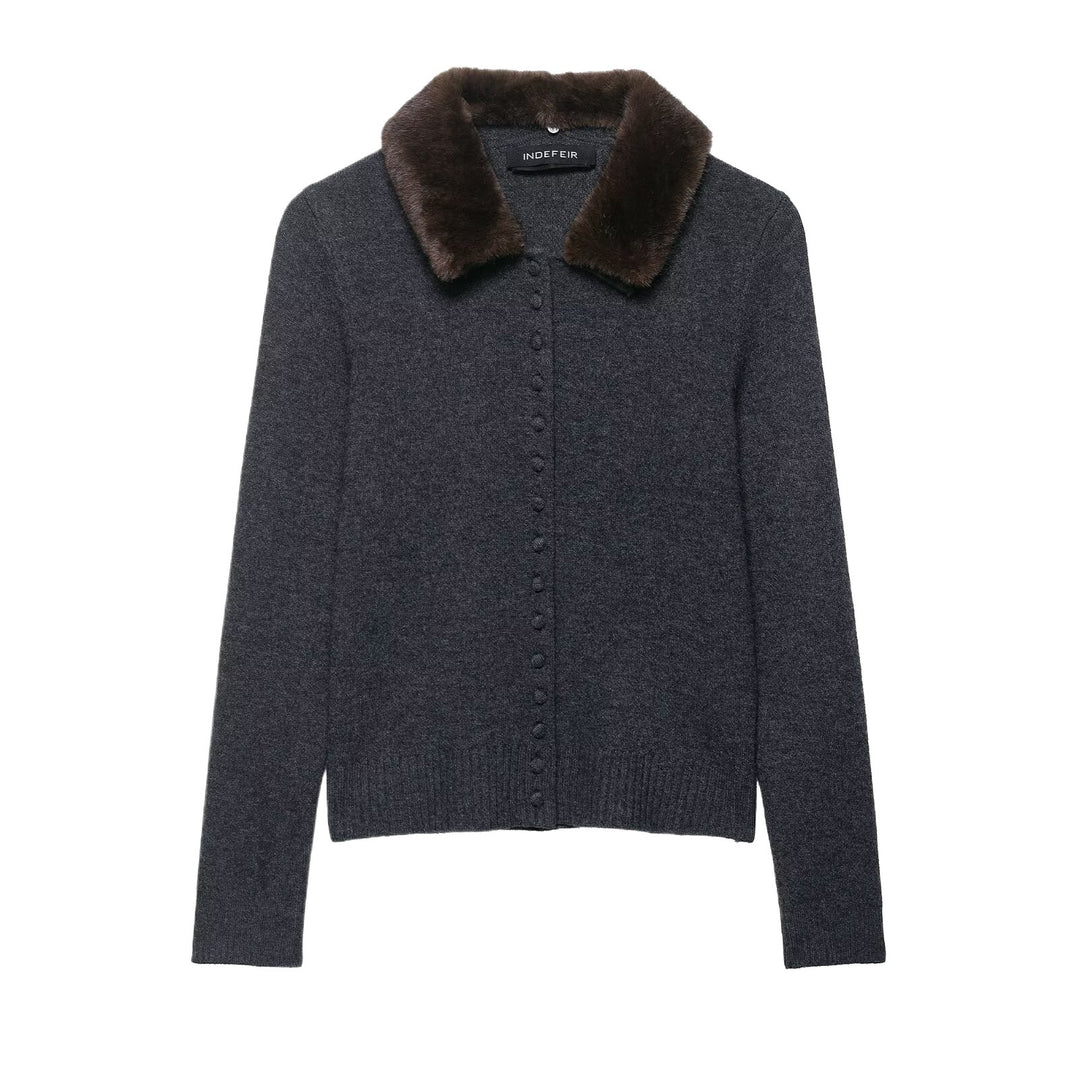 Ladies elegant vest with removable faux fur collar Lune London
