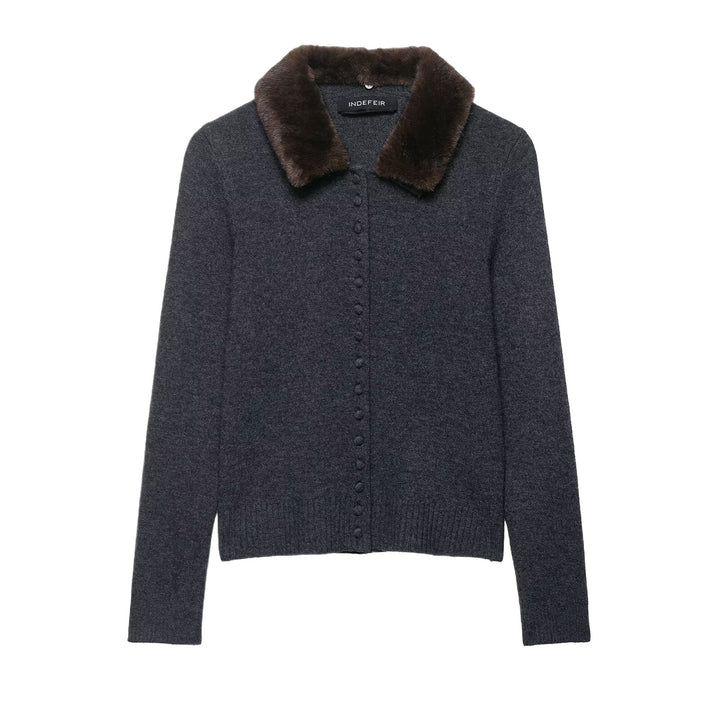 Ladies elegant vest with removable faux fur collar Lune London