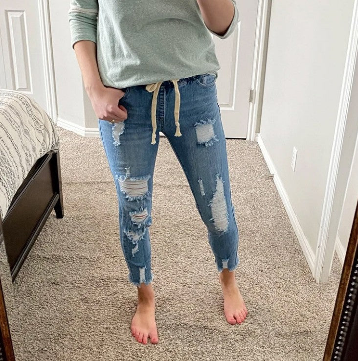 Women's Skinny Jeans with Casual Used Look Lune London