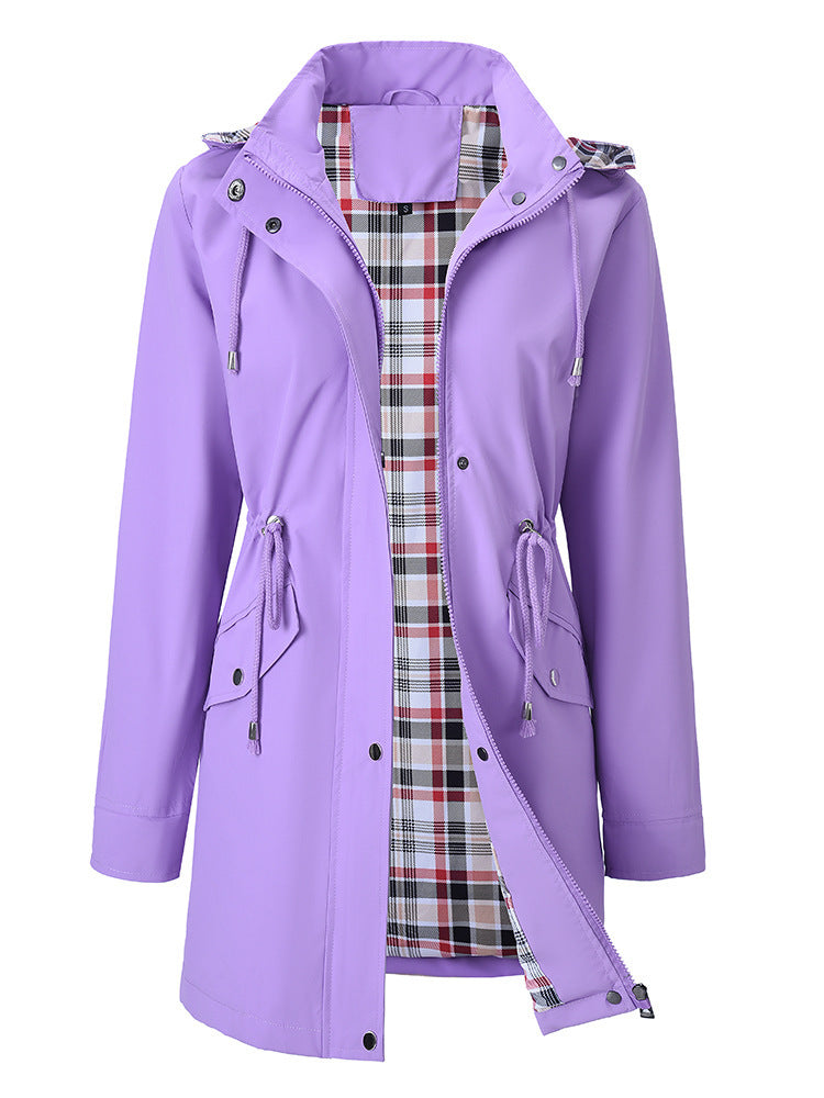 Veste de transition pour femmes avec taille ajustable et motif à carreaux invitant Chic & Stil