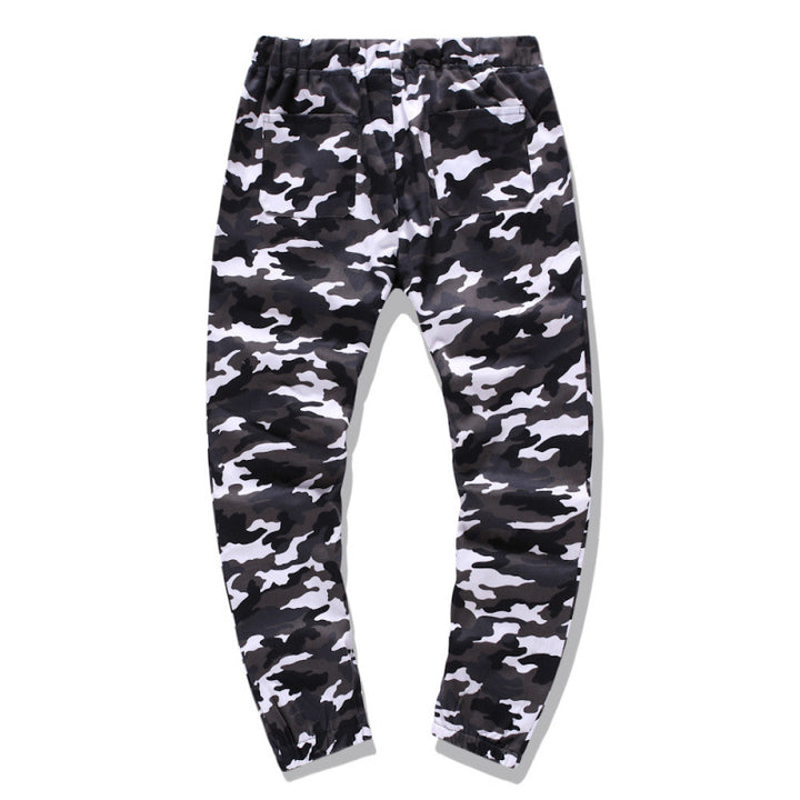 Men's cargo pants with modern camouflage design and elastic waistband Lune London