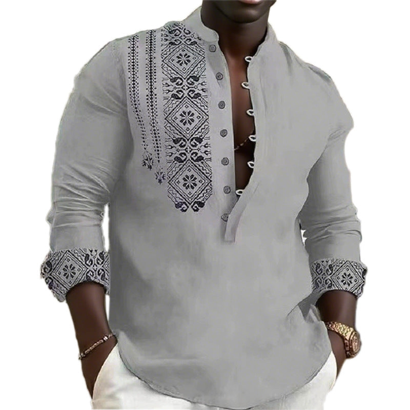 Men's trendy long sleeve shirt with elegant ethnic patterns Lune London
