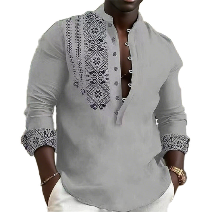 Men's trendy long sleeve shirt with elegant ethnic patterns Lune London