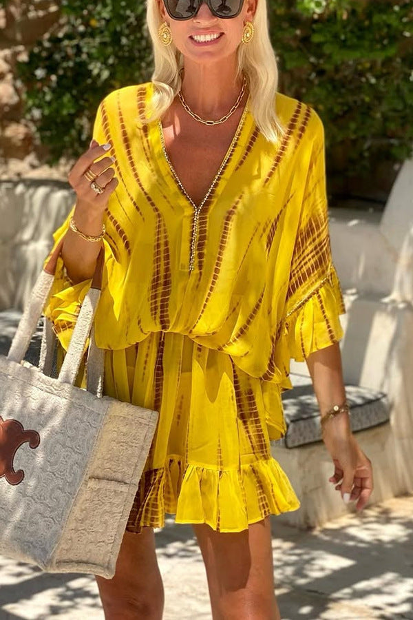 Women Mini Dress Chic and Fluid Ruffled Style