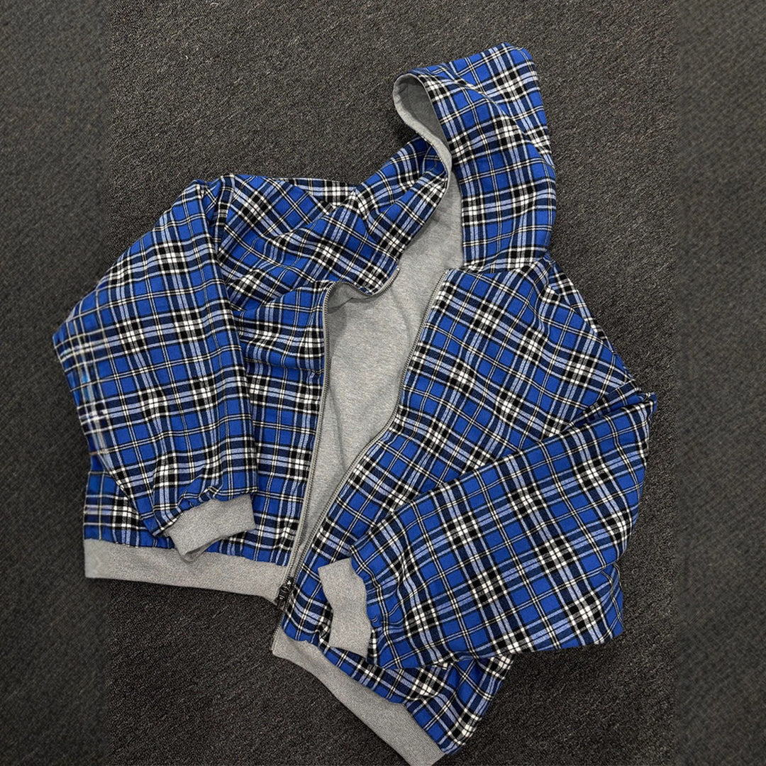 Veste à capuche femme avec doublure à carreaux et fermeture éclair pratique Chic & Stil