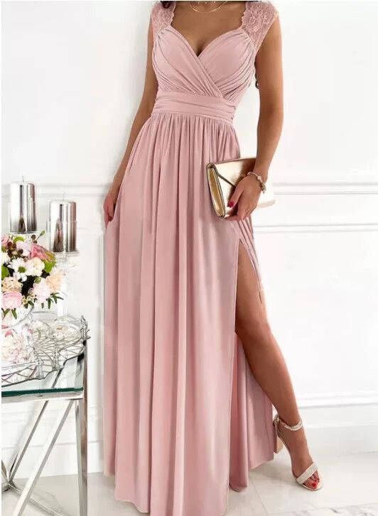 Women's Evening Dress with Elegant V-Neck and Ruffle Details Lune London