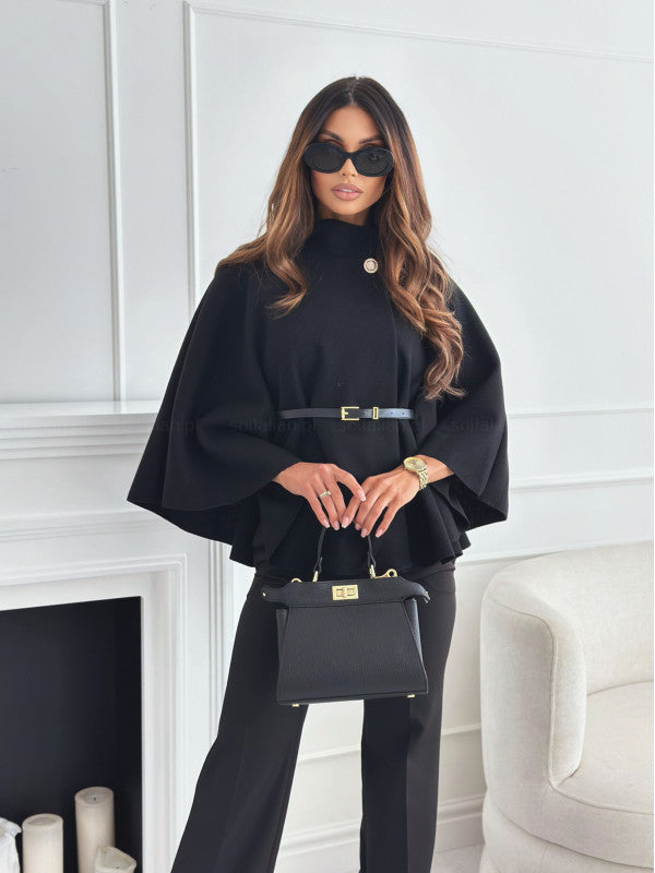 Ladies Elegant tunic with round neckline and waist belt and wide sleeves Lune London
