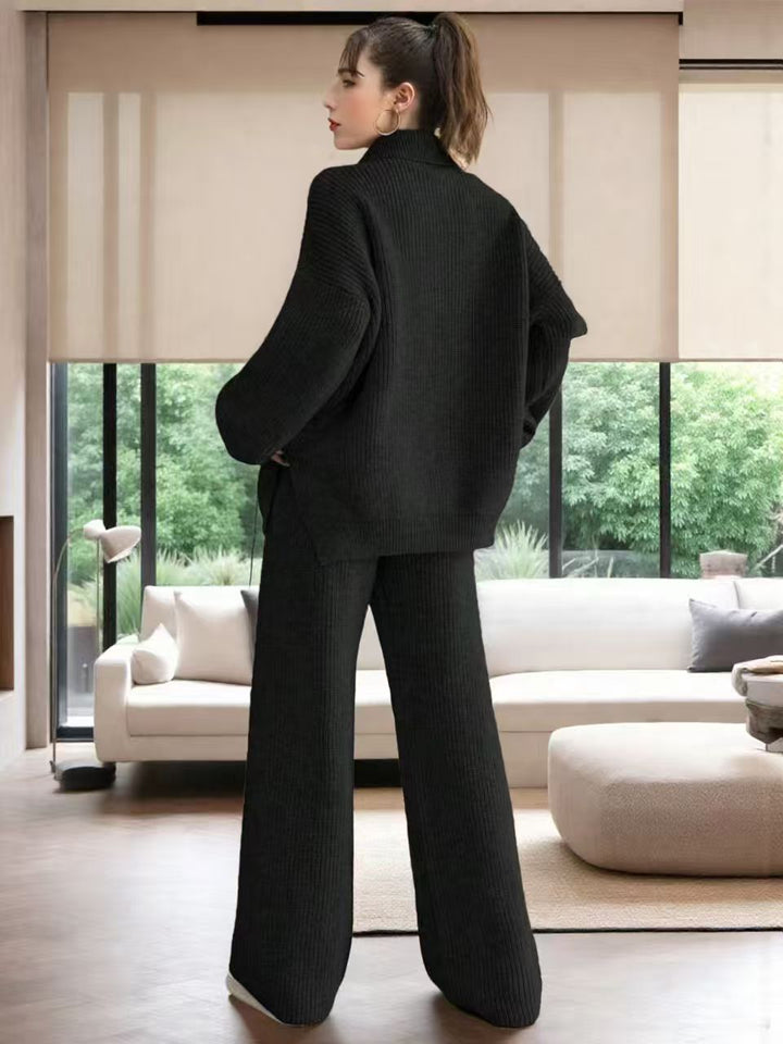 Soft knitted pullover for women with modern high collar and loose fit Lune London