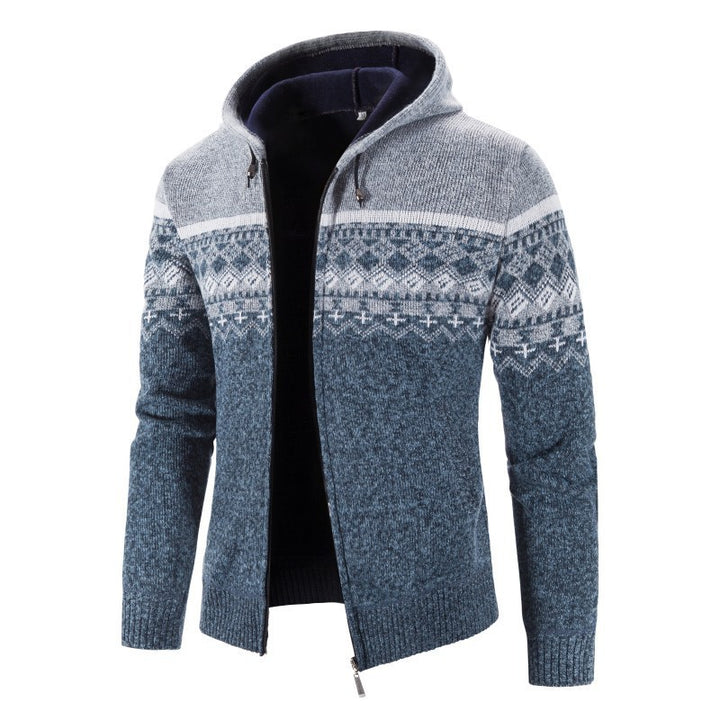 Men's knit jacket with hood and elegant patterns Lune London