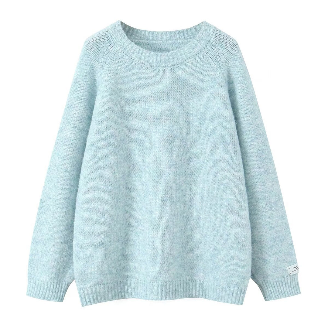 Pull en tricot confortable pour femmes avec col rond