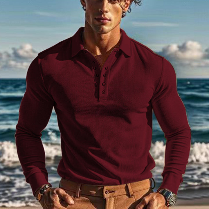 Long sleeve polo shirt for men with structured design Lune London