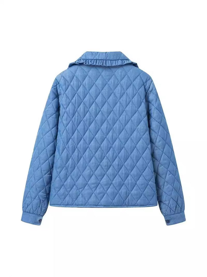 Quilted jacket for women with large collar and practical pockets Lune London