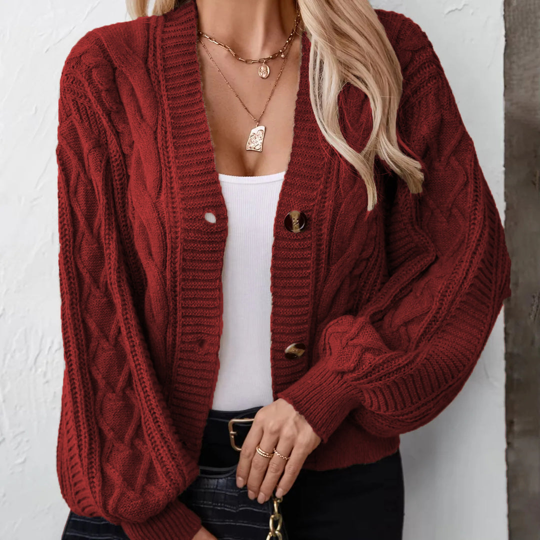 Ladies Chunky Knit Cardigan with Chic and Stylish Drehknöpfen Buttons