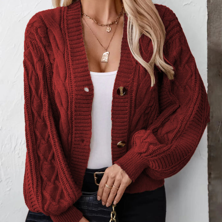 Ladies Chunky Knit Cardigan with Chic and Stylish Drehknöpfen Buttons